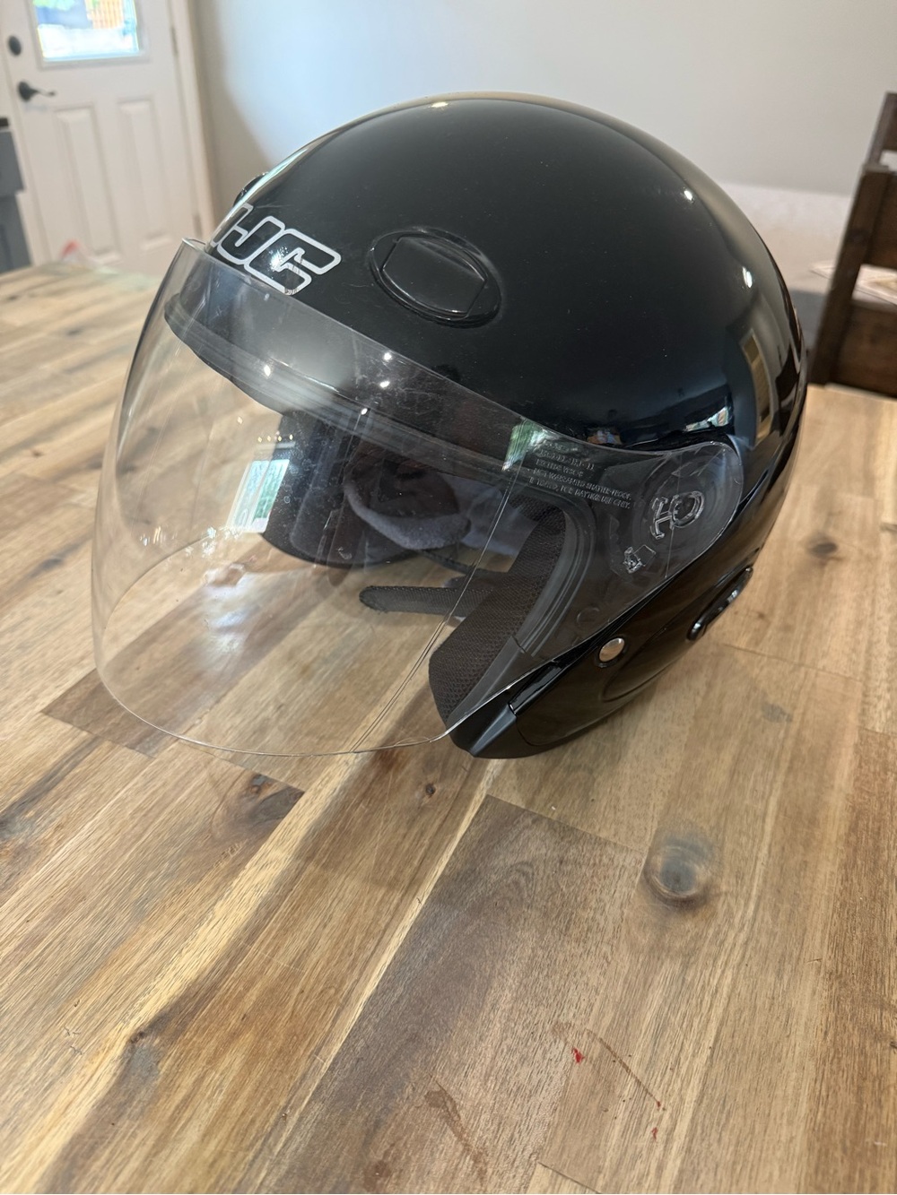 Black Open-Face Helmet with Clear Visor